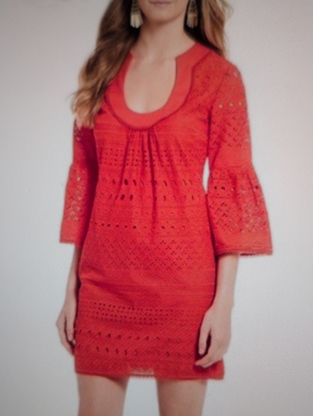 Trina Turk Poppy Bonita Bell Sleeve Eyelet Dress